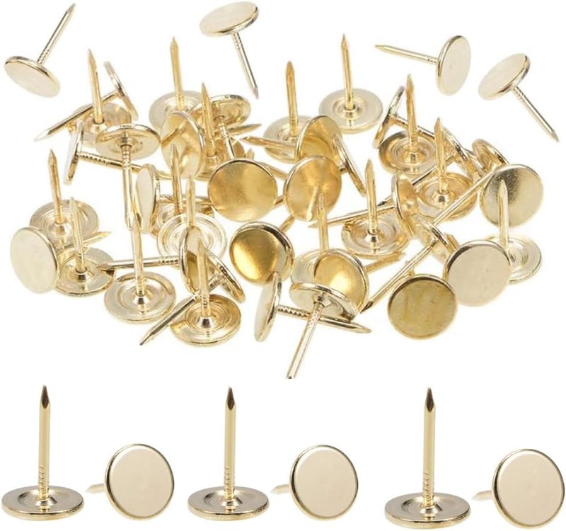 SANEMBER 100pcs Upholstery Thumb Tacks for Wall,7/16 Inch Wood Thumb Tacks,Upholstery Tacks Decorative for Wood,Sofa, Door, Jewelry Box (Gold) - Image 1
